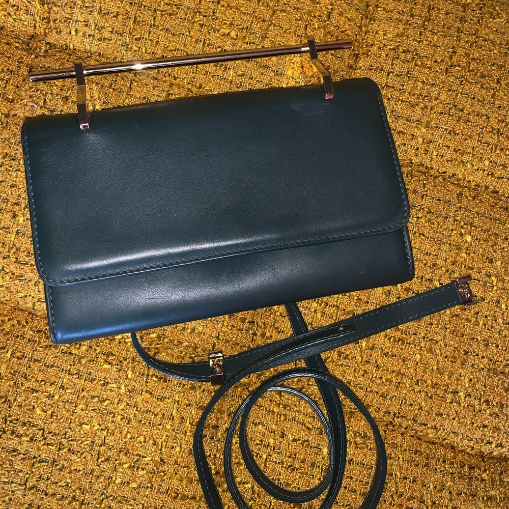 Fabricca small leather green satchel